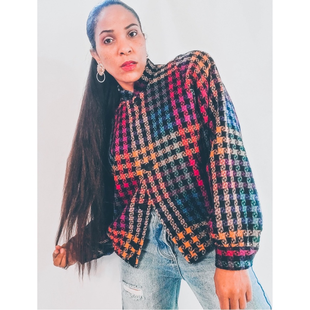 Vintage Doncaster 80's Rainbow Plaid Bomber Jacket